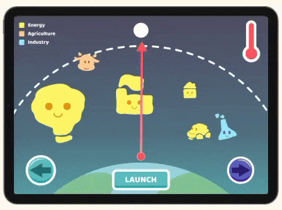 A mid-fidelity house-shaped prototype with a small hamster doll sitting inside. A digital version of the set up is also shown.